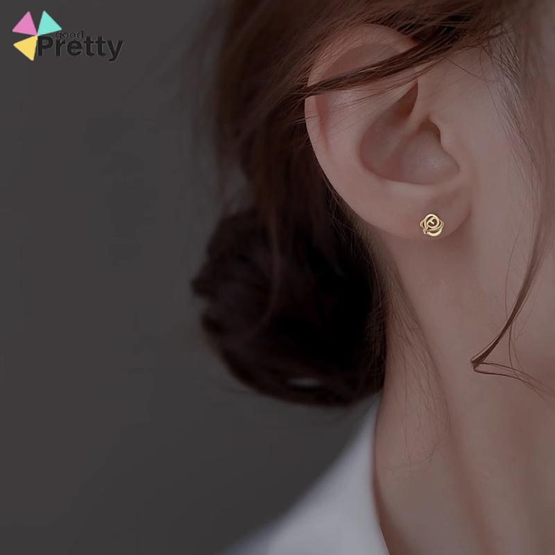 Anting Mawar Perak 925 Indah Wanita Musim Panas Anting Anting Perancis Elegan - PD