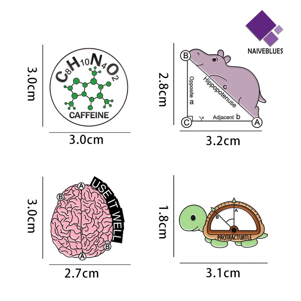 &lt; Naiveblues &gt; Pin Enamel Formula Geometris Cat Warna Kartun Kerah Lencana Aksesoris Pakaian