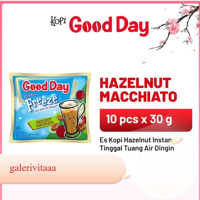 

Good Day Freeze Hazelnut Macchiato Renteng ( Isi 10 Sachet x 30 Gram )