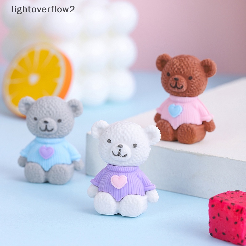 [lightoverflow2] 1pcs Cute Bears Eraser Creative Student Wrig Drawing Rubber Pencil Eraser Lucu Perlengkapan Sekolah Alat Tulis Hadiah Anak [ID]