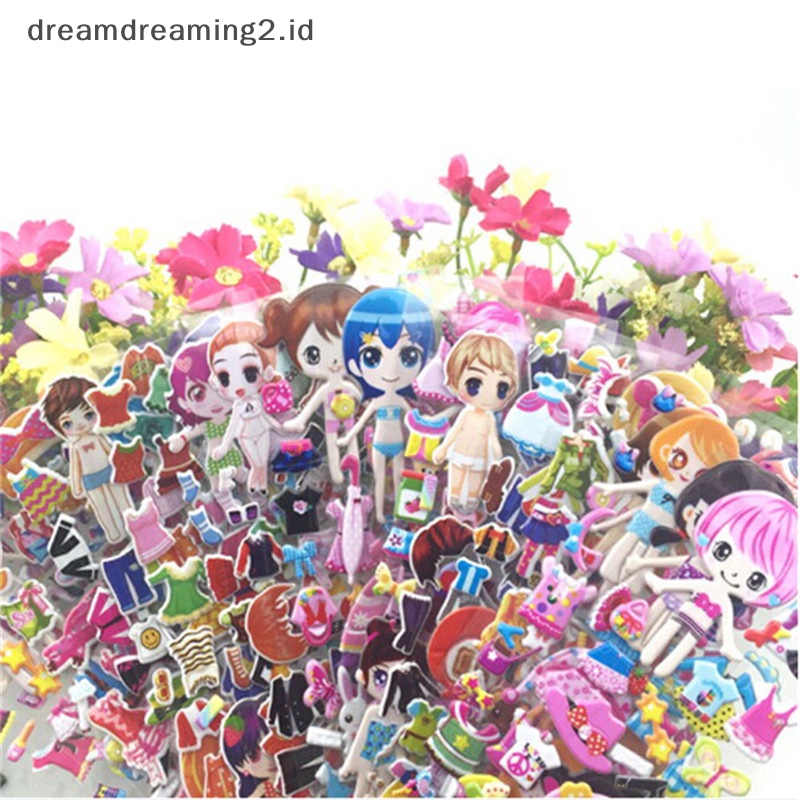 (drea) 5lembar 3D Puffy Bubble Stiker Mainan Dress up Anak Perempuan Baju Ganti Mainan Anak//