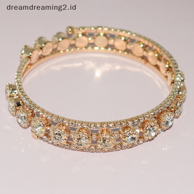 (drea) Fashion Gelang Kristal Untuk Wanita Pernikahan Bangle Perhiasan Tangan Multi-Layer Bridal Rhinestone Bracelet//