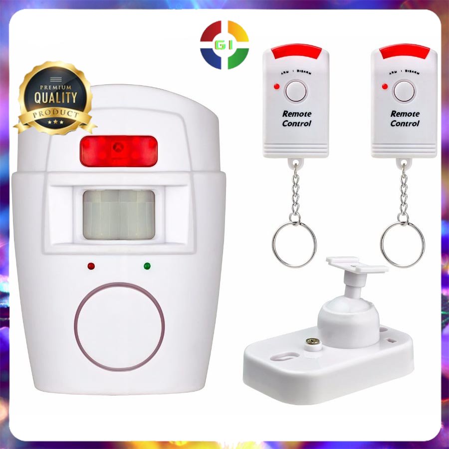 Alarm Anti Maling Infrared PIR Sensor Gerak 2 Remote White