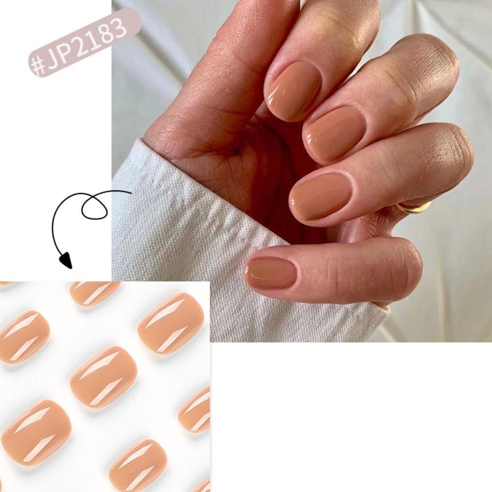 AUGUSTINA Agustinina Pendek Patch Kuku DIY Elegent Detachable Ultra-Tipis Wearable Press On Nail Tips Penutup Penuh Nail Art Tips