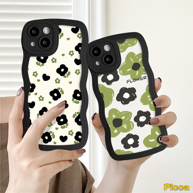 Spring Flowers Case Untuk Vivo Y36 Y16 Y12s Y02s Y21 Y15 Y20 Y12i Y21s Y22s Y11 Y35 Y22 Y91 Y93 V21 Y17 Y15s Y12 V25E Y30 Y91C Y02 Y33s V25 Y50 Y15A V20 Motif Bunga Bergelombang Tepi Soft Cover