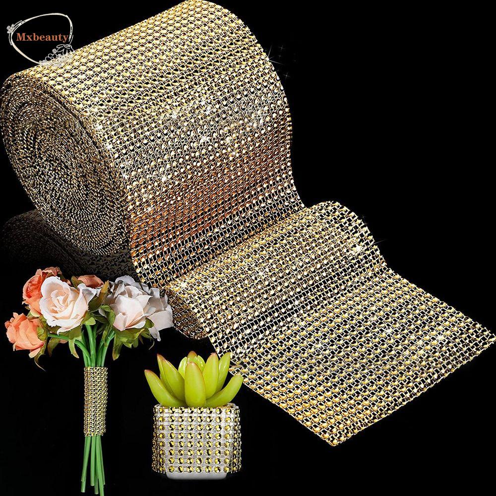 Mxbeauty Diamond Mesh Roll 2023isi 10yard Bendable Sparkle Faux Rhinestone Pita Bungkus Kue