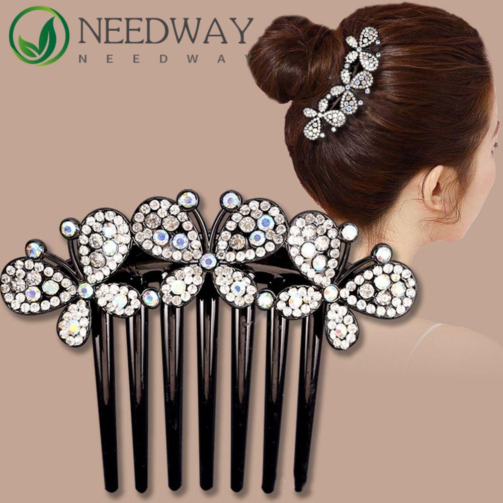 Needway   Sisir Rambut Kupu-Kupu Hiasan Kepala Pengantin Aksesoris Rambut Pengantin Wedding Hair Curler Untuk Wanita Korean Style Hair Clip