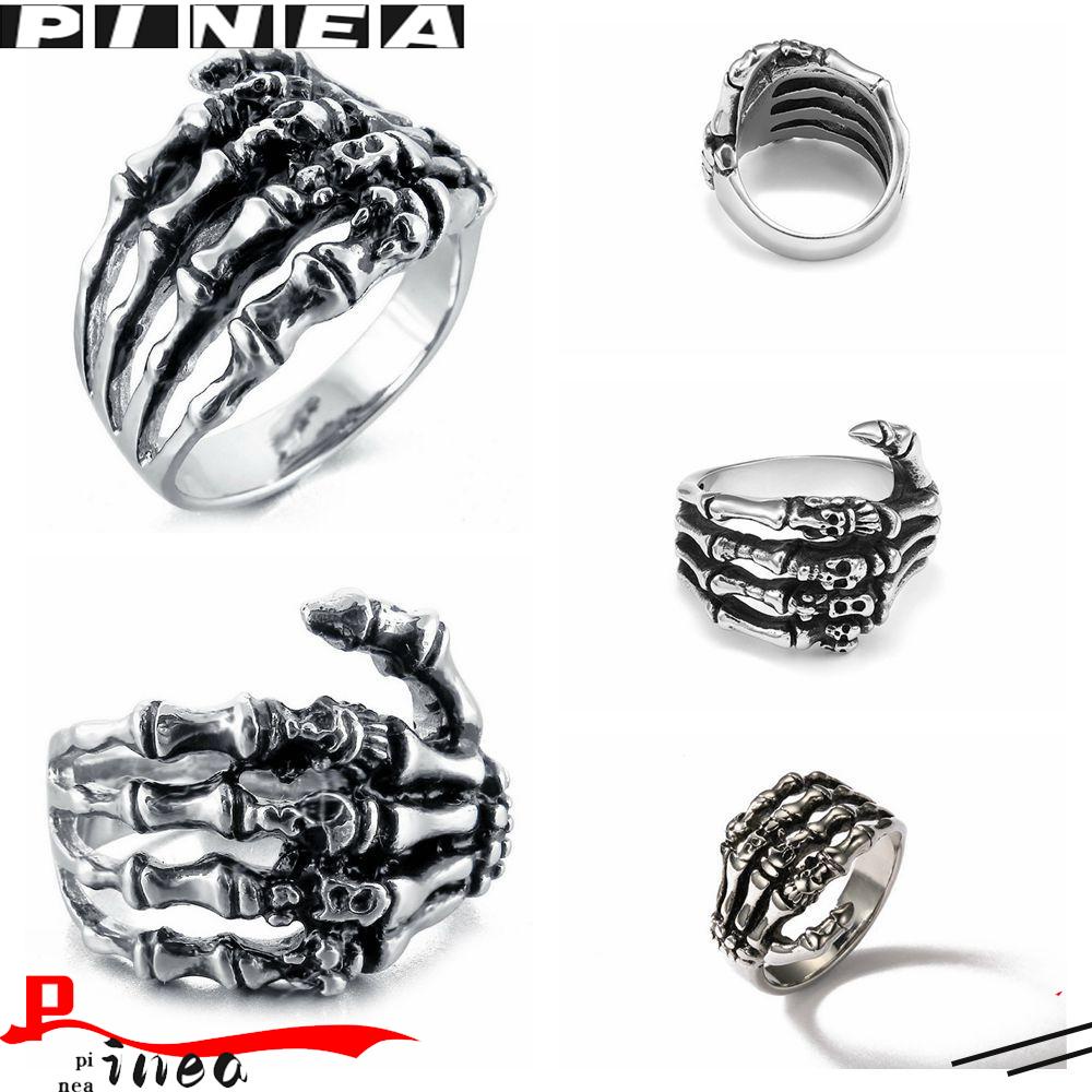 Cincin Tengkorak Nanas Cincin Hip Hop Tulang Tangan Stainless Steel