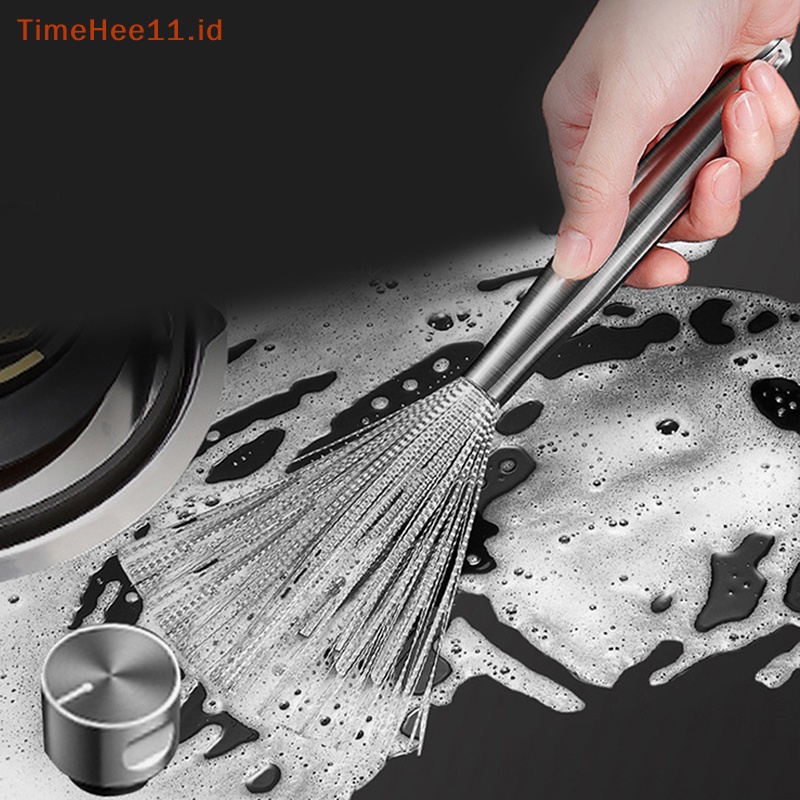 Timehee Sikat Panci Bahan Stainless Steel, Sikat Pembersih Gagang Panjang Untuk Panci ID