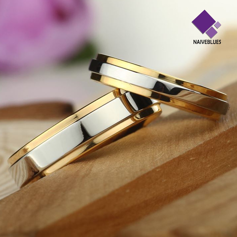 &lt; Naiveblues &gt; Pasangan Kekasih Fashion Wanita Baja Titanium Pertunangan Pernikahan Cincin Perhiasan