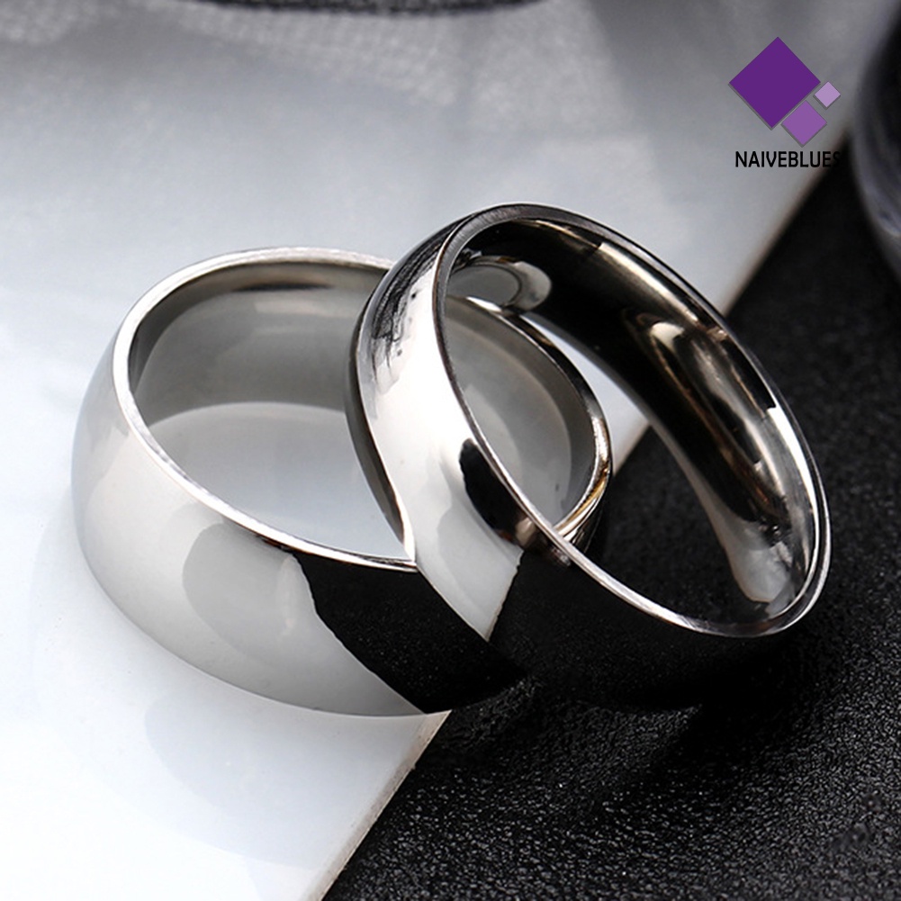 &lt; Naiveblues &gt; Unisex Fashion Stainless Steel Pertunangan Pasangan Band Jari Rings Hadiah