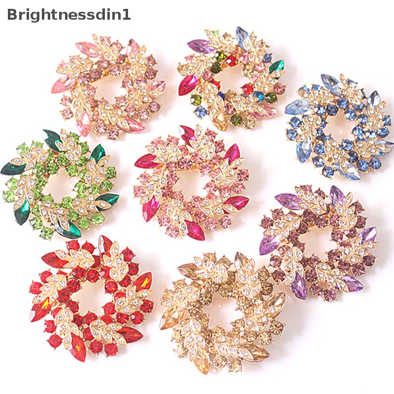 [Brightnessdin1] Wanita Bros Syal Bling Bling Kristal Berlian Imitasi Bunga Bros Pin Butik