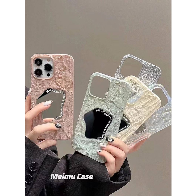 【Pleated mirror】Fashion Pretty Make up Mirror Silicone Case for iPhone 6S 7 8 Plus XS Max 11 12 13 14 Pro Max Phone Case for Women Girl Gift