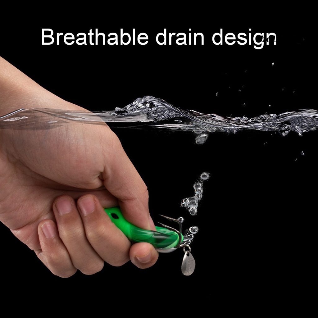 Bo-6cm/13g Bionic Frog Lure Simulasi Berduri Kait Ganda Bercahaya Angling Umpan Jalan Hit Hitam Umpan Palsu Memancing Luar Ruangan