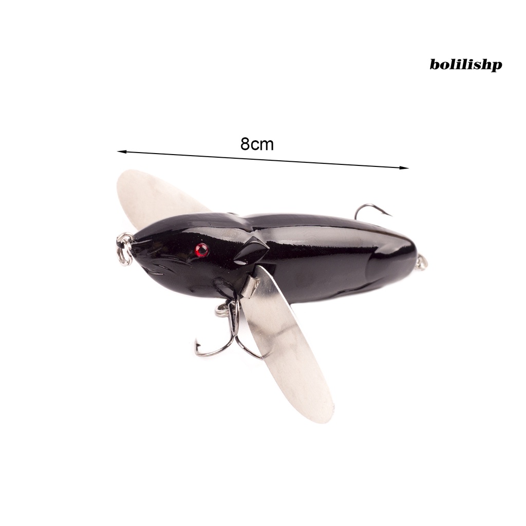 Bo-8cm/14g Umpan Pancing Simulasi 3D Fisheyes Tajam Kait Mini Reusable Atraksi Ikan Ringan Topwater Buatan Mouse Bass Umpan Peralatan Memancing