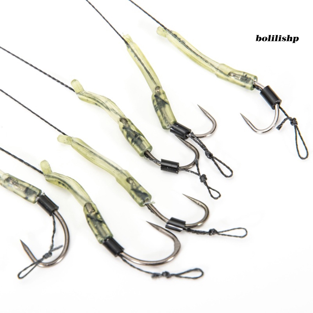 Bo-6pcs/set Pengait Rig Pancing Tajam Kekuatan Tinggi Bebas Kusut Penembus Yang Baik Dengan Casing Nilon Kuat Kuda Ikan Gurame Rig Rambut Terminal Tackle Untuk Angling