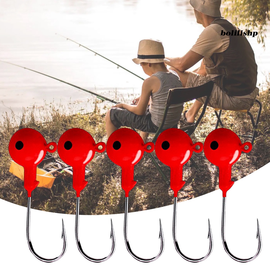 Bo-10pcs/set Jig Kepala Kait Darah Alur Tidak Dicat Tahan Karat Tajam Anti-Korosi Memperbaiki Ikan Penembus Kuat Cacing Lembut Barb Fishhook Kit Peralatan Memancing