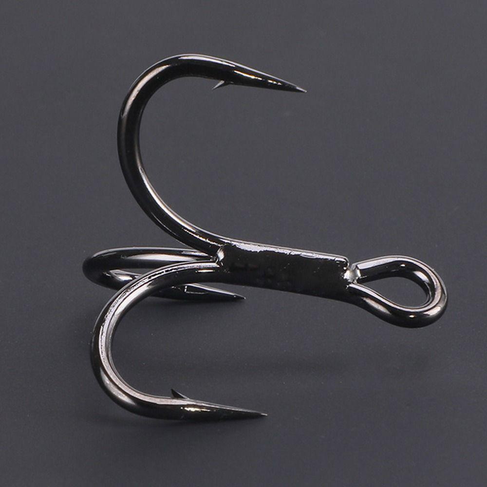 TOP 10pcs /Set Fishhooks Tahan Lama Hitam Nikel Memikat Diasah Treble Jig