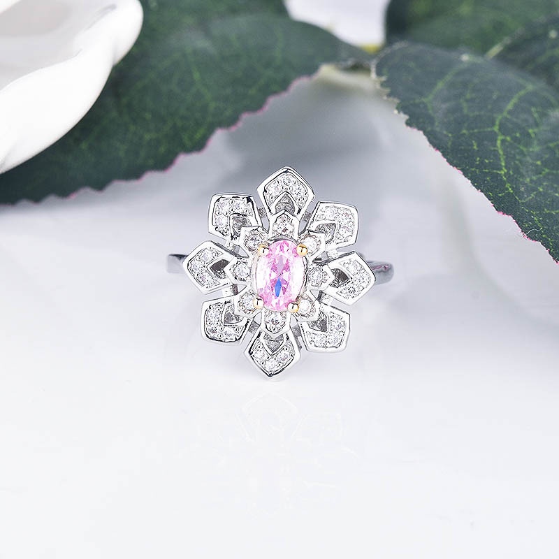 Goldkingdom Fashion Perhiasan Aksesoris Ready Stock Berlian Kuning Snowflake Cincin Hadiah Pembukaan Cincin Wanita