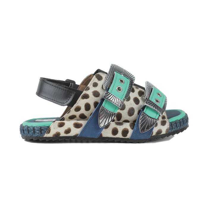 Sendal Tigah Home Minty Cheetah Slim Bucky Sliders With Backstrap - Size S 35-36