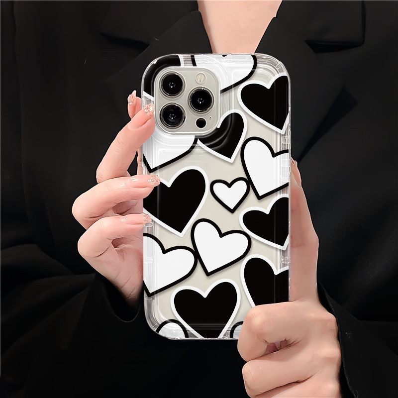 IPHONE Love Case Kompatibel Untuk Iphone14 13 12 11 Pro XS Max X Xr7 +8 Plus Casing Ponsel Lembut Transparan TPU Silikon Shockproof Cover