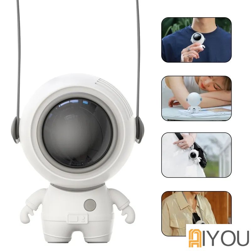 Kipas Angin Mini Spaceman Karakter USB Charger Portabel / Kipas Leher Gantung Astronot Recharger / Small Fan Lazy Outdoor