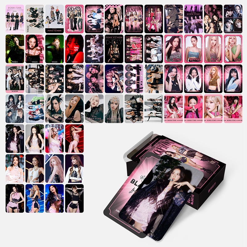 60pcs/box Hitam-PINK Coachella Photocards Album Kartu Lomo Blackpink JENNIE LISA ROSE JISOO Kpop Postcards Collection Blackpink
