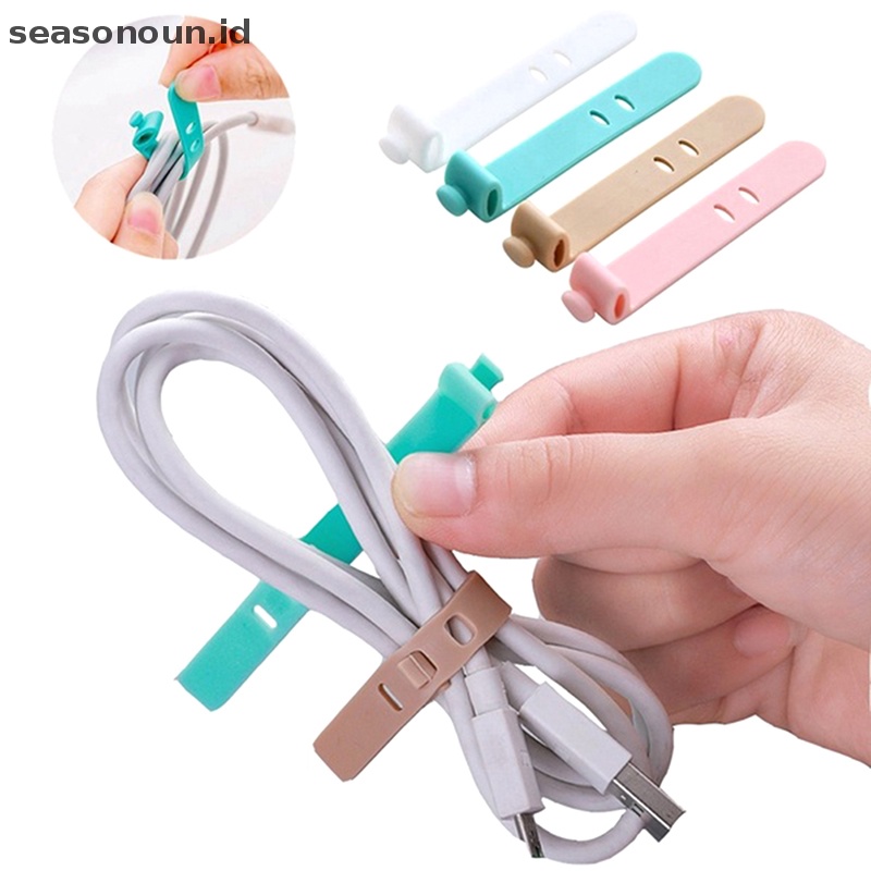 Seasonoun Silicone Kabel Data Organizer Headphone Cord Finishing Buckle Wrap Tie Strap.