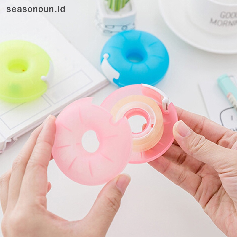 Seasonoun 1pc dispenser tape Kartun Alat Tulis portable Donat tape holder invisible tape.