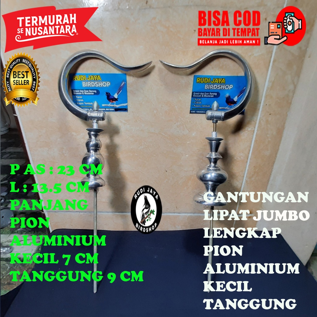 JUAL GANTUNGAN JUMBO LIPAT LENGKAP PION ALUMINIUM STAINLES SANGKAR KANDANG BURUNG KOTAK KACER