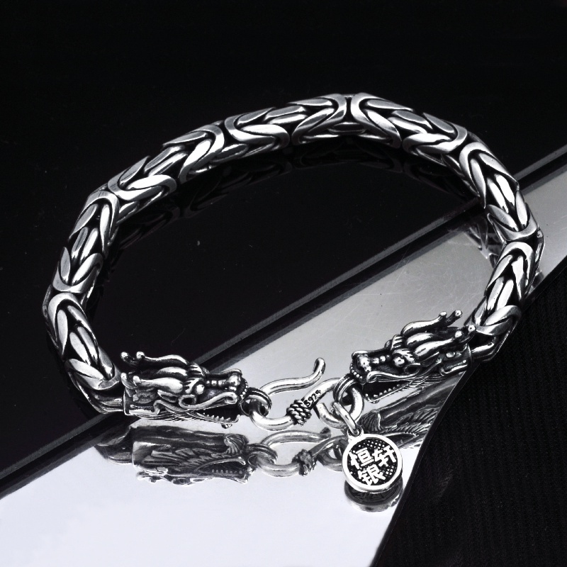 Zh Perhiasan Gothic Stainless Steel Kepala Ganda Keel Pria Gelang Hip Hop Halloween Pesta Aksesoris