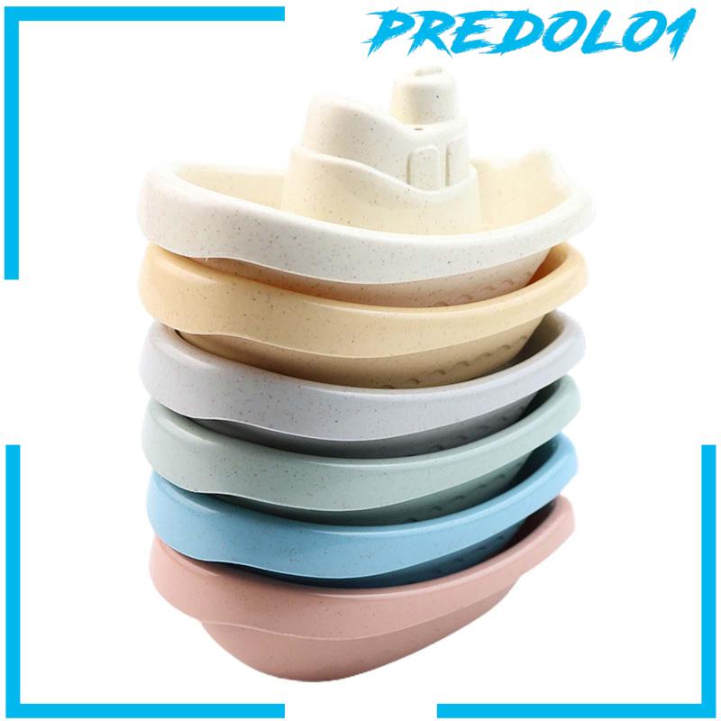 [Predolo1] 6pcs Mainan Susun Boat Shower Stacker Game Stackable Bathtime Untuk Anak