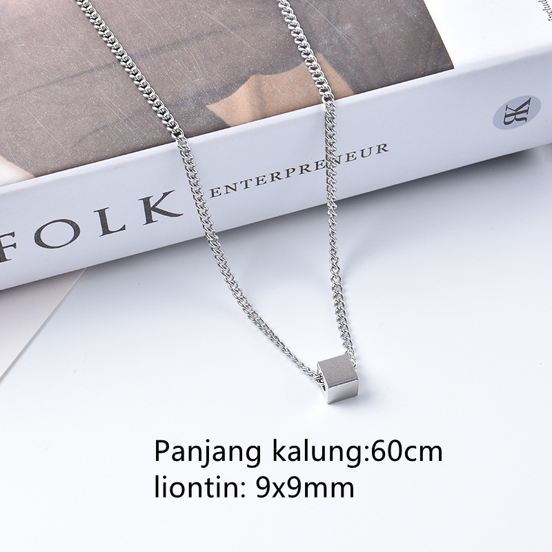 Kalung Titanium Steel-Cube di jamin Anti Karat Anti Pudar dengan Titanium Steel Men's Necklace  Desain Keren arc