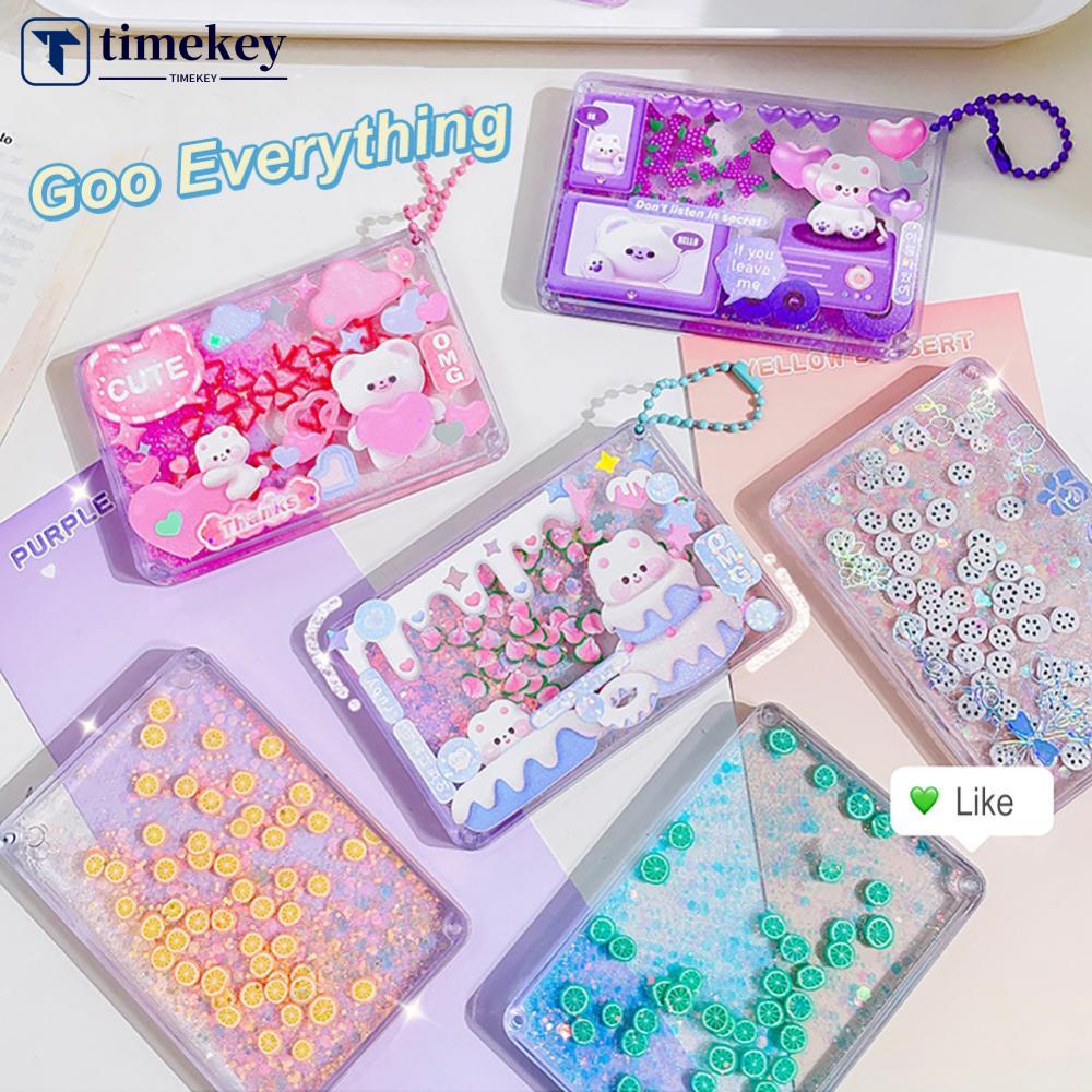 Timekey Bingkai Foto Akrilik Pasir Apung Goo Bata Magnetik DIY Hias Kreatif Berkilau Warna-Warni Ornamen Dekorasi Desktop G9S9