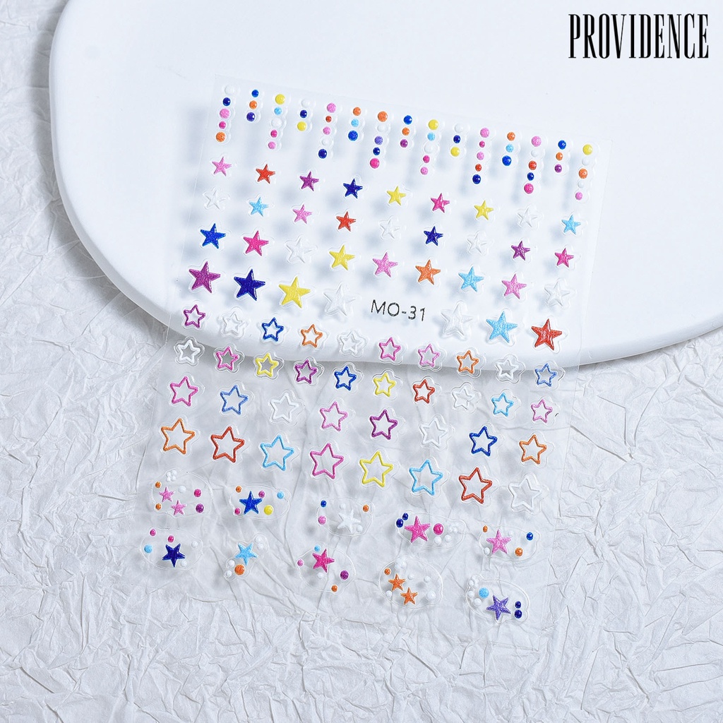 Providence Timbul 5D Stiker Kuku Nail Art Desain Mudah Menghapus Warna Macaron Hati Bintang Dot Pola Manicure Art Decal