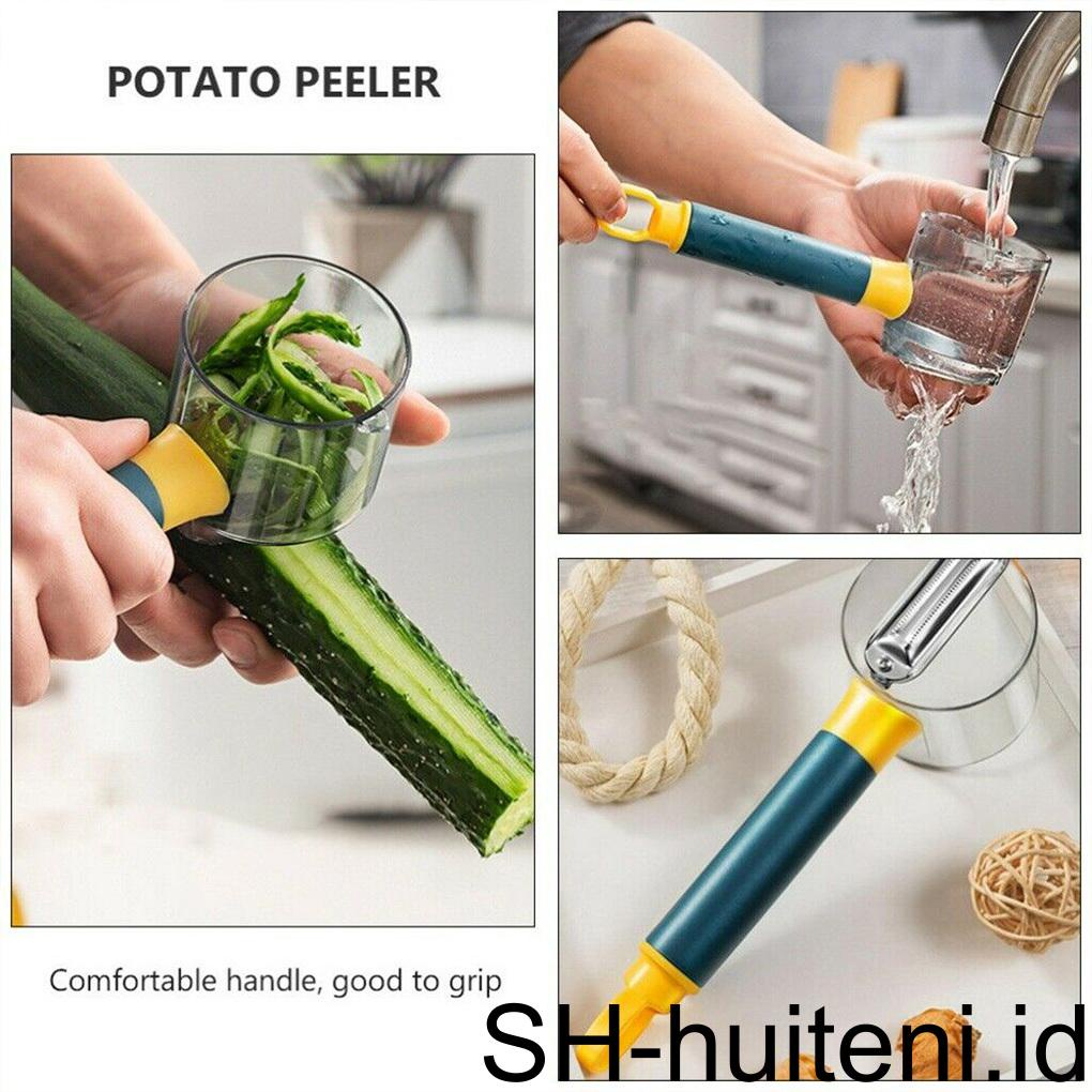 Collect Cup Peeler Stainless Steel Slicer Gadget Dapur Dengan Pegangan Pengupas Aksesoris Rumah Tangga Untuk Buah Timun Sayur