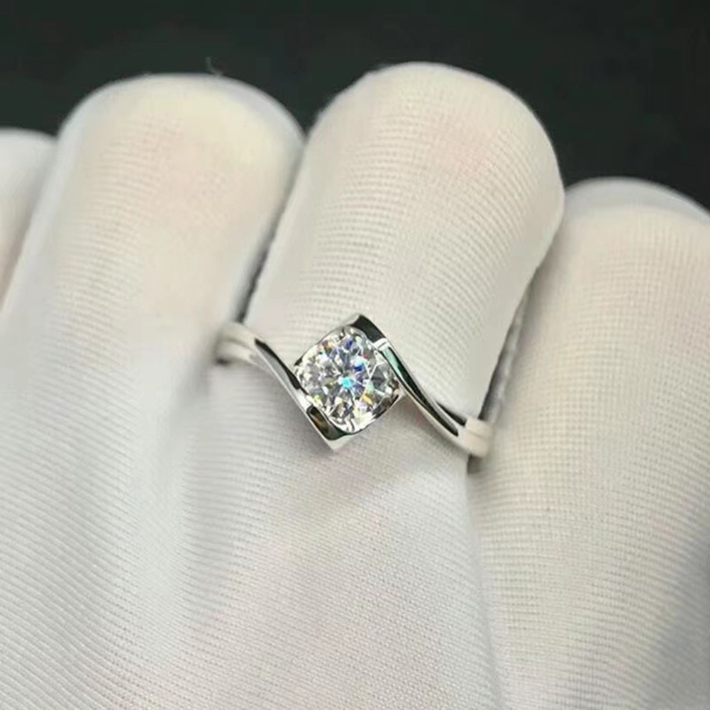 Wedding Band Cincin Tunangan Cubic Zircon Kristal Satu Karat 1PC Gaya Korea Adjustable Finger Ring Untuk Pesta Pernikahan