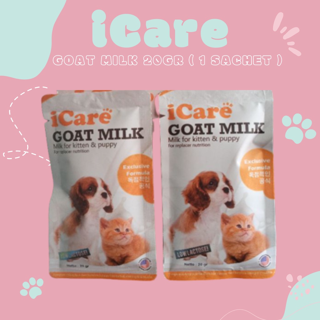 iCare Goat Milk 1 Sachet 20gr - Susu Kambing Untuk Kucing dan Anjing i Care