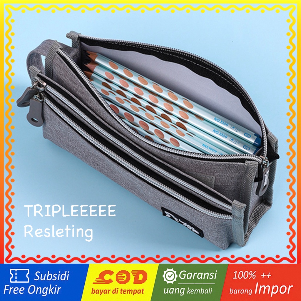 

TXS15 Pen Pencil Case Kotak Tempat Pensil STYLE Triple Reslesting MKT