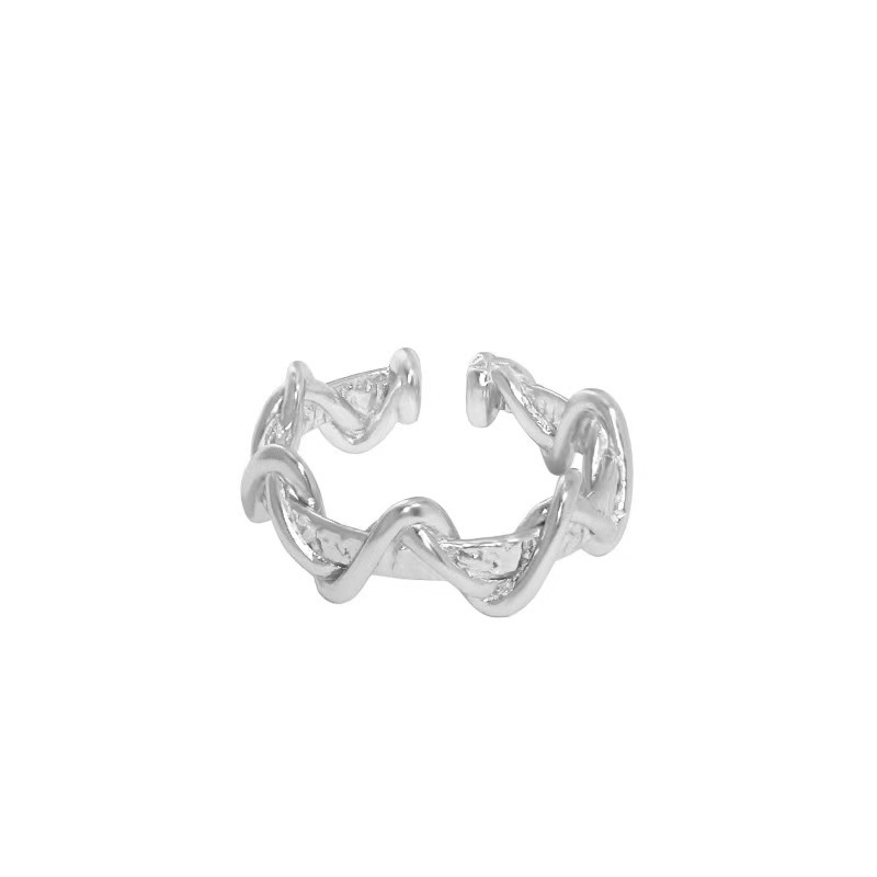 Wavy Geometric Irregular Opening Ring Aksesoris Kepribadian Sederhana