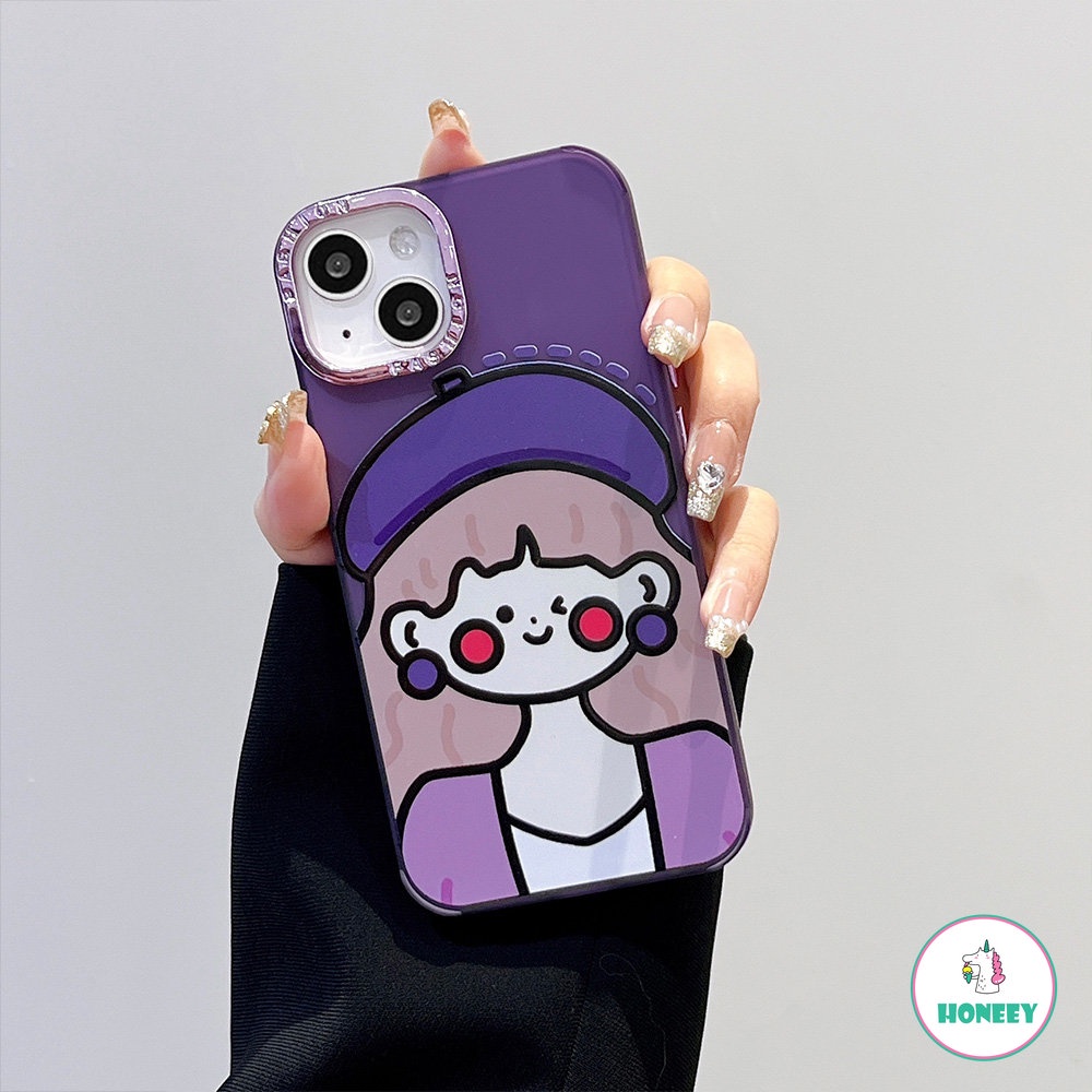 Case Pelindung Lensa Fashion Berlapis Kompatibel Untuk iPhone 11 Pro Max12 13 14 Pro Max XR XS 7 8 Plus Gadis Lucu Blush Anti-Shock Lembut Sarung Hp