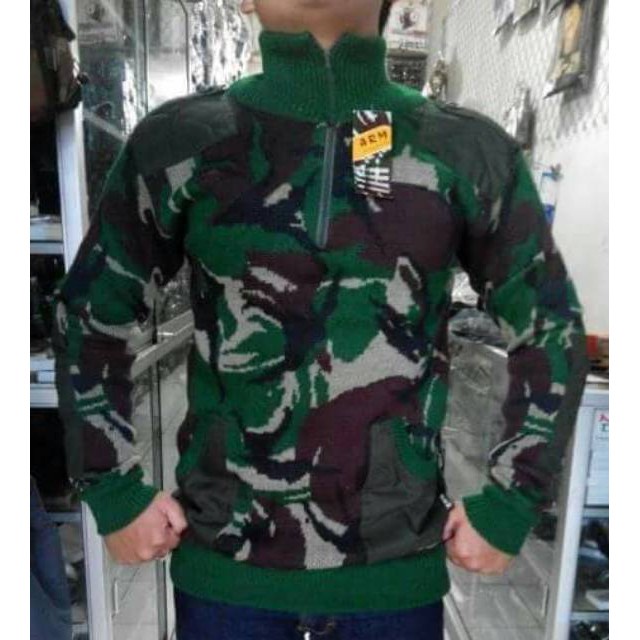 Sweater pria army loreng hitam hijau sweater rajut army tactical airsoft outdoor