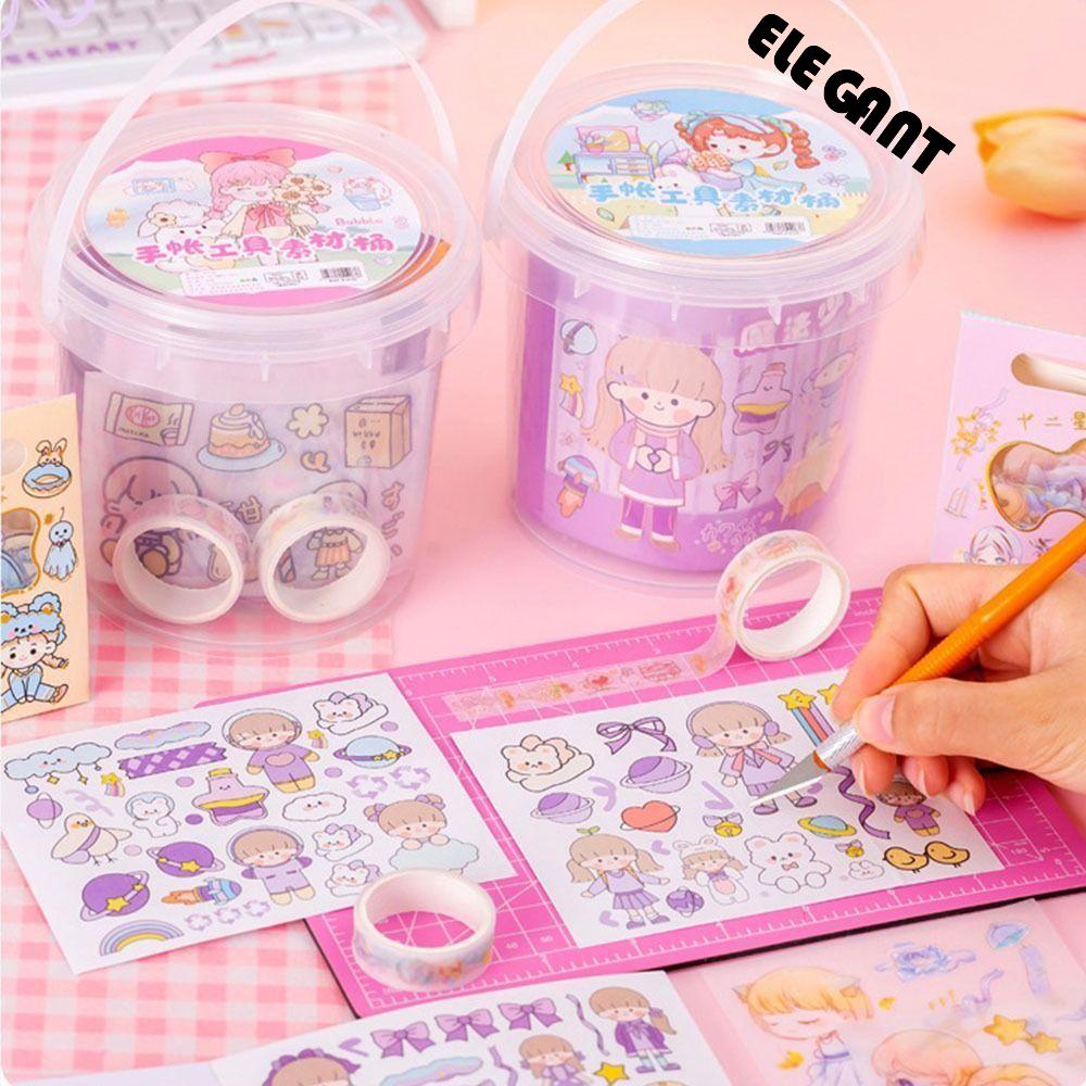 [Elegan] Goo Card Sticker Tool Set Kotak Penyimpanan Set Dekorasi Pesta Dengan Laser Stiker Foto Display Stiker Dengan Goo Tray Rantai Handbook Full Set Scrapbooking Stickers