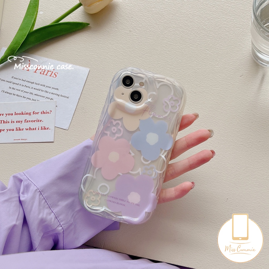 Casing Untuk Redmi 9A 9 9T A2 10A A1 10C 10 9C NFC Redmi Note8 11 9 10 10S 11s 10Pro Max POCO M3 Fresh Flowers Soft Tpu Shockrpoof 3D Wavy Curved Edge Glossy Floral Cover