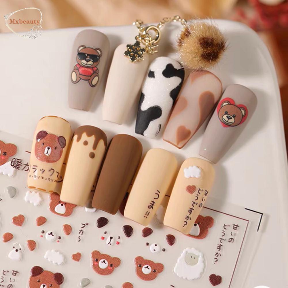 Mxbeauty Stiker Kuku Ukiran 5D Perekat Domba Lucu DIY Aksesoris Nail Art