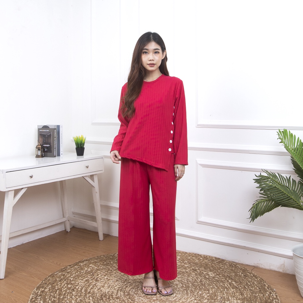 BEFAST - ZNF ONESET HANNY / Setelan Eden Hornet Knit Premium / Oneset Wanita Korean Style / Fashion Kekinian Wanita Remaja / Outfit Daily Wanita TrendyRe / Setelan Polos Casual / Oneset Kancing Pinggir