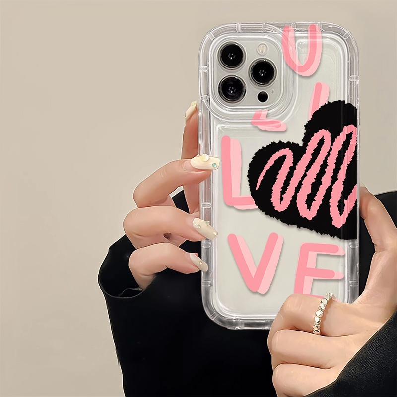 IPHONE Cinta Soft Case Kompatibel Untuk Iphone14 13 11 12 Pro XS Max X Xr7 +8 Plus Casing Ponsel Transparan TPU Silikon Shockproof Cover