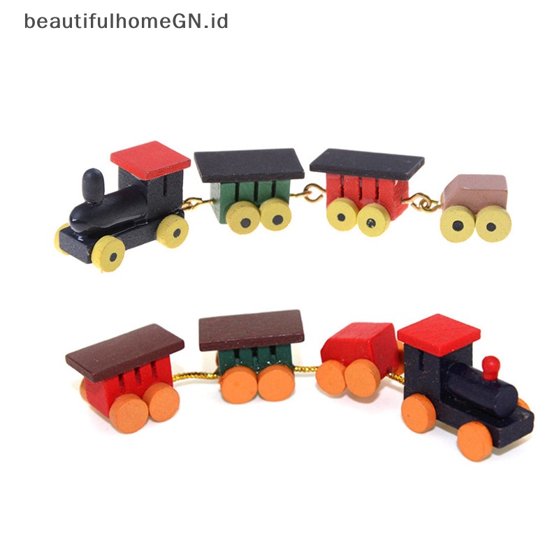 {Cantik} 1per12rumah Boneka Miniatur Mainan Dicat Lucu Kereta Set~