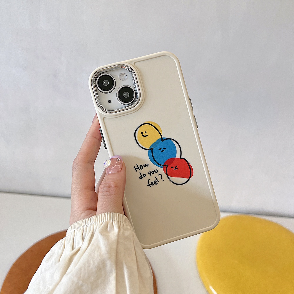 Kartun Colorful Emoji Face IPhone Case Kompatibel Untuk Iphone11 14 Pro Max Casing Ip13 Pro Max Iphone12 Case Lembut TPU Belakang Sarung Hp