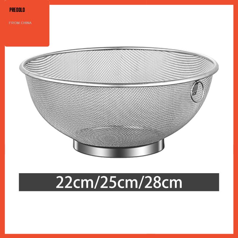 [Predolo] Keranjang Buah Kawat Logam, Metal Colander Saringan Jaring Halus Stainless Steel Serbaguna, Drainer Mangkok Untuk Counter Meja, Sayur